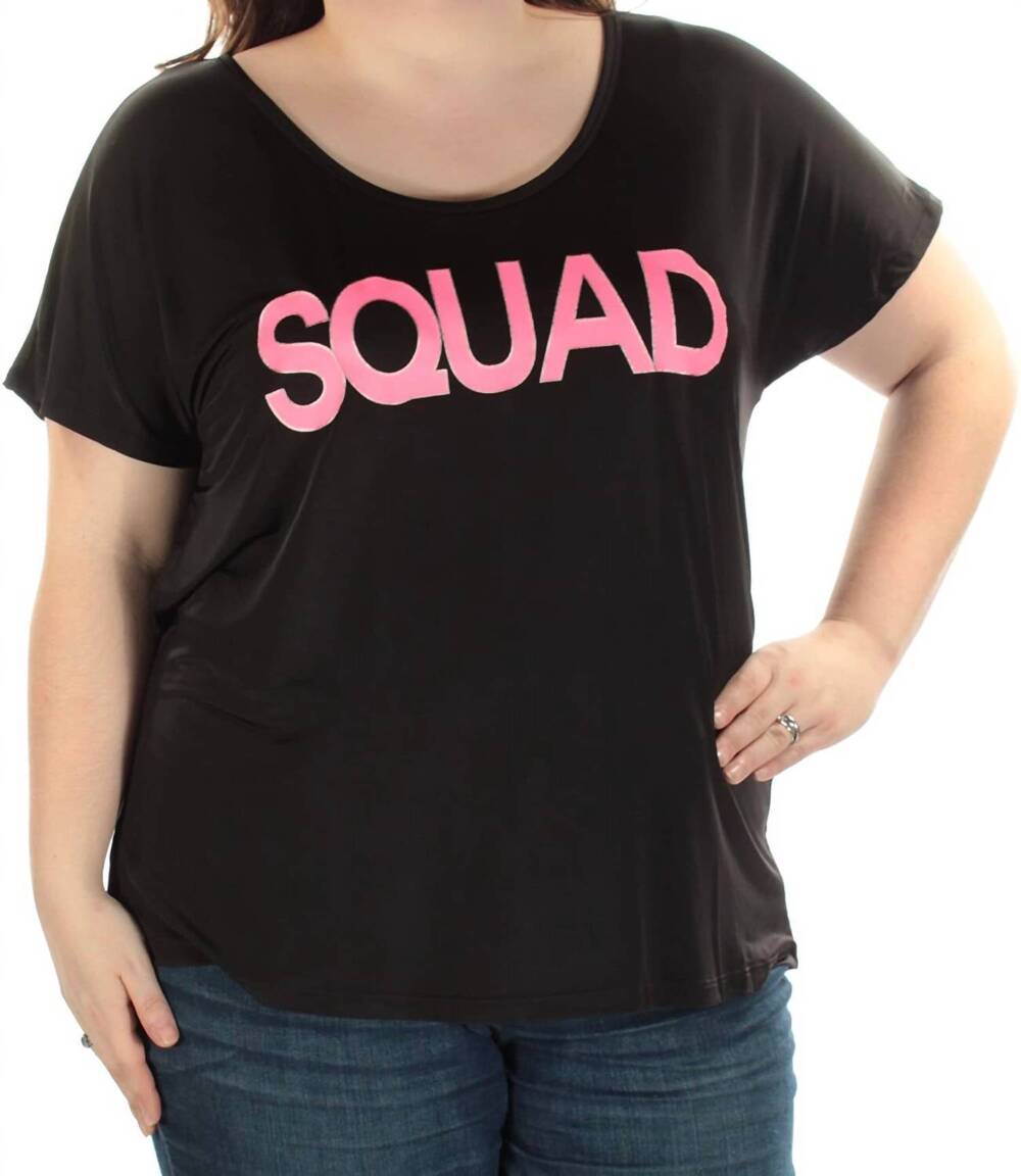 NEW MATERIAL GIRL women's plus size be squad graphic tee in noir